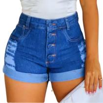 Short Jeans Feminino Cintura Alta Com Barra Jeans Sem Lycra 36 ao 48 Short Jeans Feminino Cintura Alta Com Barra Jeans Sem Lycra 36 ao 48