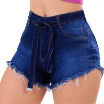 Short Jeans Feminino Cintura Alta Com Elastano Levanta Bumbum - Stillger