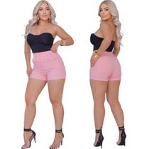 Short Jeans Feminino Cintura Alta com Elástico no Cós Short Jeans Feminino Cintura Alta com Elástico no Cós