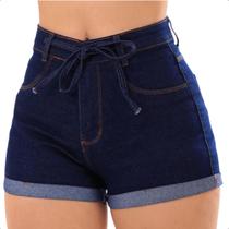 Short Jeans Feminino Cintura Alta Com Lycra Levanta Bumbum Destroyed