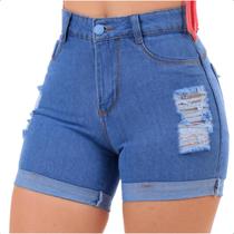 Short Jeans Feminino Cintura Alta Levanta Bumbum Sem Lycra - Stillger