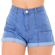 Short Jeans Feminino Cintura Alta Sem Lycra Levanta Bumbum Premium