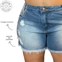 Short Jeans Feminino Com Barra Desfiada