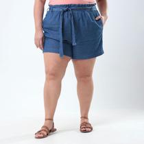 Short Jeans Feminino Confort Cintura Alta Com Amarração