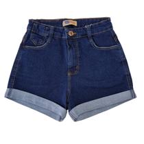 Short Jeans Feminino Curto Azul Escuro Com Elastano Barra Dobrada 36 Ao 44 Live Zoom
