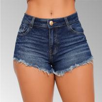 Short Jeans Feminino Curto Cintura Alta Basico Cos Alto Verão Short Jeans Feminino Curto Cintura Alta Basico Cos Alto Verão