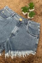 Short Jeans Feminino Curto Cintura Alta Desfiado