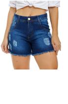 Short Jeans Feminino Desfiado com Lycra Cintura Alta - Modelo 2021