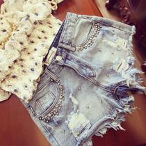 Short jeans feminino desfiado