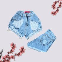 Short Jeans Feminino Destroyed Cintura Alta Curto