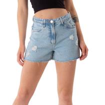 Short Jeans Feminino Destroyed Sem Elastano