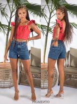 Short Jeans feminino Elastano Lycra Pigmento Jeans Short Jeans feminino Elastano Lycra Pigmento Jeans