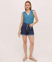 Short Jeans Feminino Lenço Barra Dobrada-89535 Short Jeans Feminino Lenço Barra Dobrada-89535