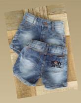 Short Jeans Feminino Menina Estação Lindo Estica Bordado