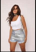 Short Jeans Feminino metalizado