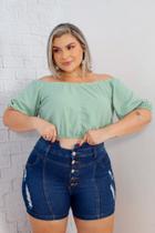 Short jeans feminino personagem plus size - azul tamanho 50 - Lm