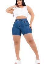 Short Jeans Feminino Plus Size Detalhado Colecao 2024 LINDO