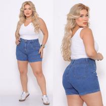 Short Jeans Feminino Plus Size Feminino Com Lycra e Detalhes Brilhantes Short Jeans Feminino Plus Size Feminino Com Lycra e Detalhes Brilhantes