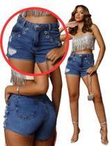 Short Jeans Feminino Vazado Destroyed Boiadeira