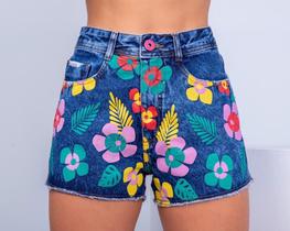 Short jeans florido bem vestida