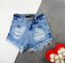Short Jeans Hot Pants Feminino Bermuda Cintura Alta Destroyed Desfiado Cós Alto 34 a 46