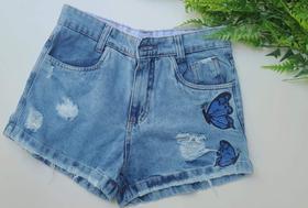 Short jeans infantil com estampa tamanho 36