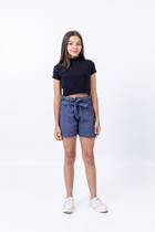 Short Jeans Infantil Menina Nicktoia com Cinto e Bolso
