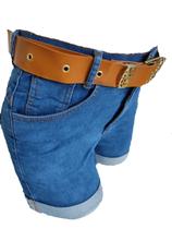 Short Jeans Machado c/ Barra Dobrada c/ Cinto e Fivela Short Jeans Machado c/ Barra Dobrada c/ Cinto e Fivela