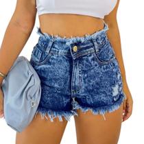 Short Jeans Marmorizado Desfiado
