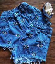 Short jeans olho grego Short jeans olho grego