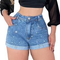 Short Jeans Pedrarias Coleção Verão Super Luxo Tam 36 Ao 44