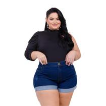 Short Jeans Perna Dobrada Plus Size Tamanho Grande com Lycra