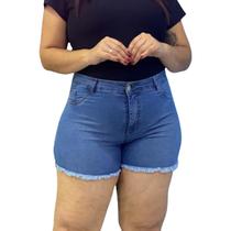 Short Jeans Plus Size Destroyed Lavagem Clara Premium Tendência