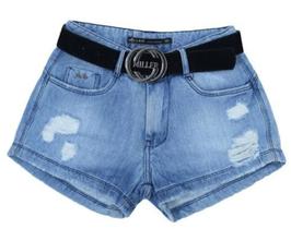 Short Jeans rasgado com cinto
