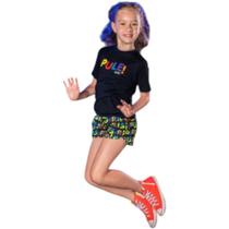 Short Kids Leticia Estampado Divertir Preto Colorido Siri
