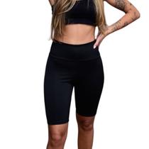 Short Legg Meia Coxa Preto e Cinza Feminino Academia Tecido Grosso