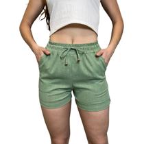 Short Linho Feminino Cós Elastico e Cordão Viscose Soltinho