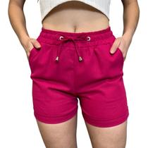 Short Linho Feminino Cós Elastico e Cordão Viscose Soltinho