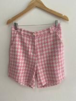 Short linho xadrez TAM M cor rosa Florence Short linho xadrez TAM M cor rosa Florence