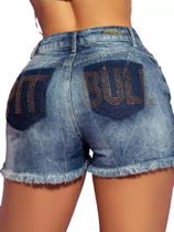 Short Logomania Em Strass Pit Bull Jeans 62661