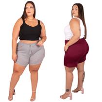 Short Malha Crepe Feminino Plus Size Moda Social Elegante E Short Canelado Cordão Elásitco Na Cintura Alta Short Malha Crepe Feminino Plus Size Moda Social Elegante E Short Canelado Cordão Elásitco Na Cintura Alta
