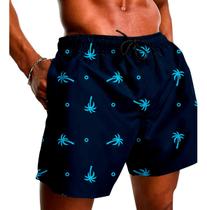 Short Masculina Tectel Moda Praia Estampada Com 3 Bolsos