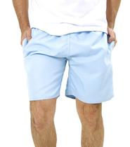 Short Masculino Azul Claro Liso Praia Poliéster Com Bolsos