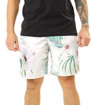 Short Masculino Branco Água Estampado Floral Short Masculino Branco Água Estampado Floral