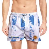 Short Masculino Estampa Argentina Verão Futebol Piscina Moda