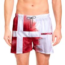 Short Masculino Estampado Bandeira Dinamarca Copa Verão Moda