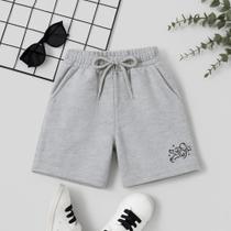 Short Masculino Infantil Estampa Astronauta 111 Prático Tecido Respirável Estampa Qualidade Fofa