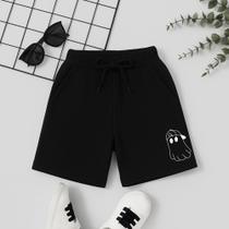 Short Masculino Infantil Estampa Fantasma Boné 140 Estilo Atlético Streetwear Skate Menininho Look