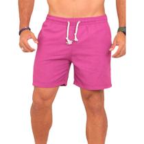 Short Masculino Linho Liso Academia Praia Leve