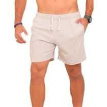 Short Masculino Liso Linho Premium Casual Adulto